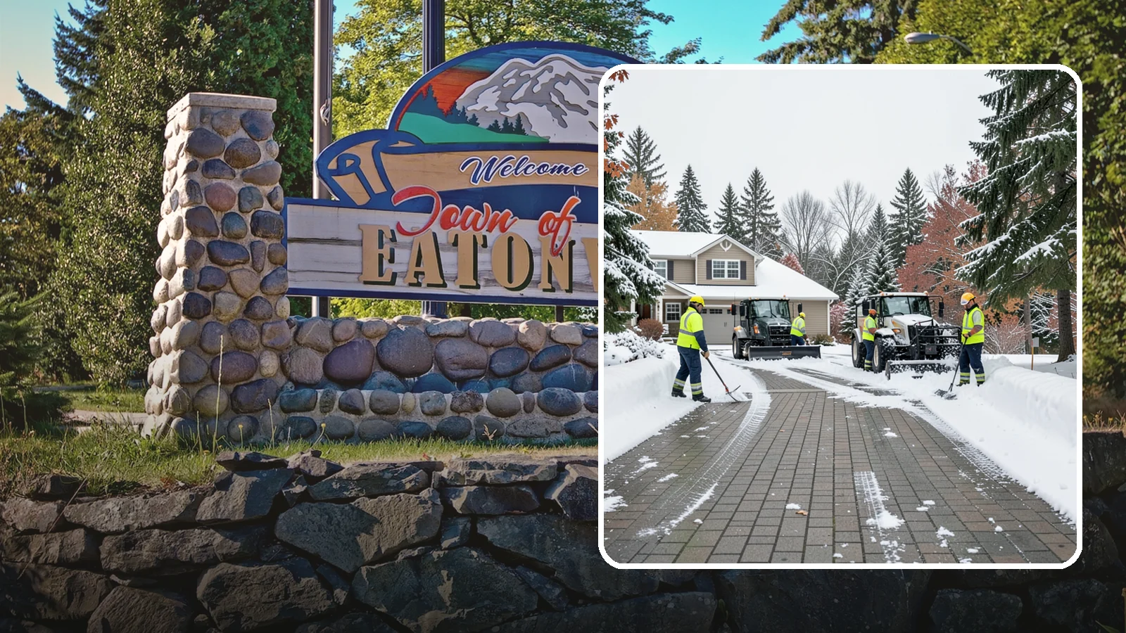 Paver Driveway Snow Removal in Eatonville, Pierce County, WA - We clear paver driveways without chipping the stones or disturbing the joints.