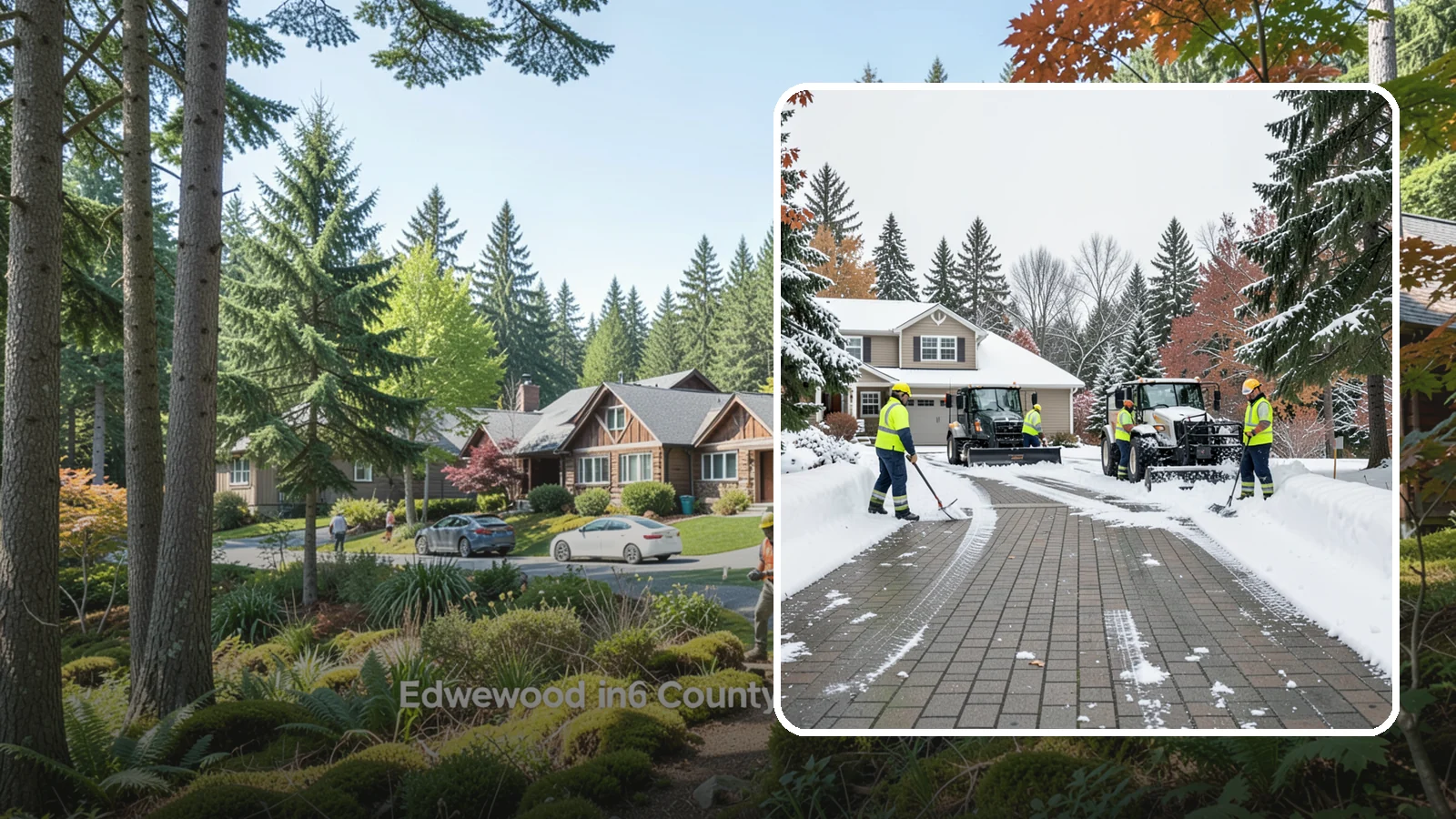 Paver Driveway Snow Removal in Edgewood, Pierce County, WA - We clear paver driveways without chipping the stones or disturbing the joints.