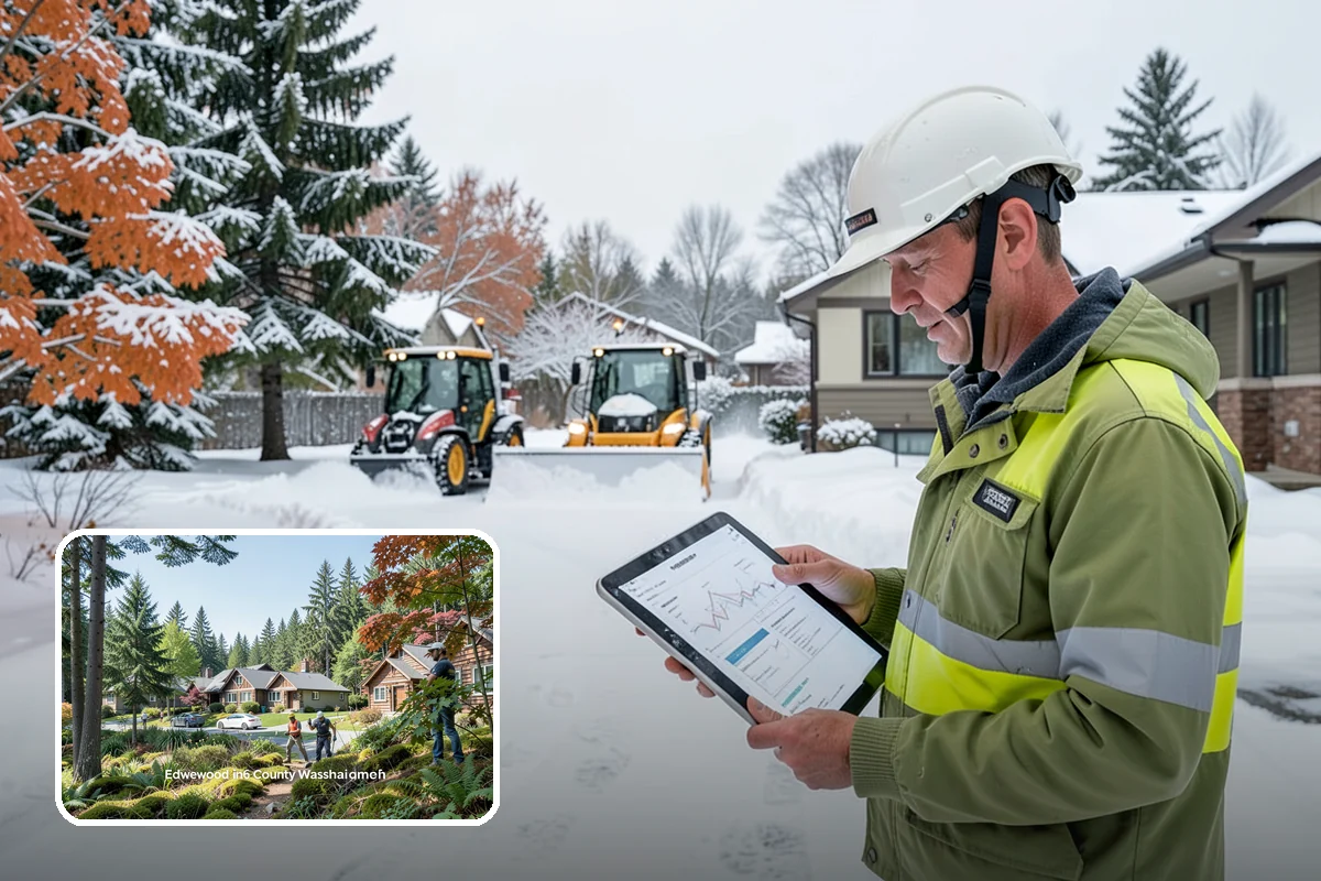Paver Driveway Snow Removal in Edgewood, Pierce County, WA - Clears without chipping paver edges