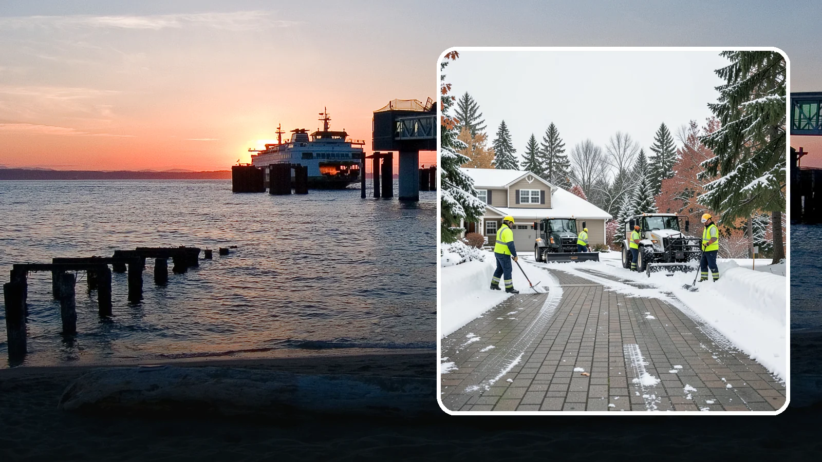 Paver Driveway Snow Removal in Edmonds, Snohomish County, WA - We clear paver driveways without chipping the stones or disturbing the joints.