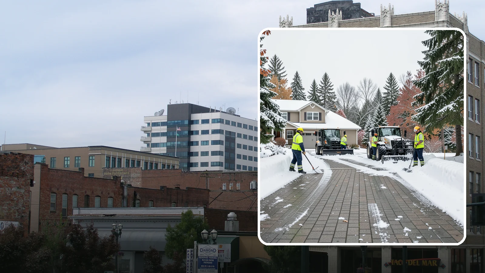 Paver Driveway Snow Removal in Everett, Snohomish County, WA - We clear paver driveways without chipping the stones or disturbing the joints.