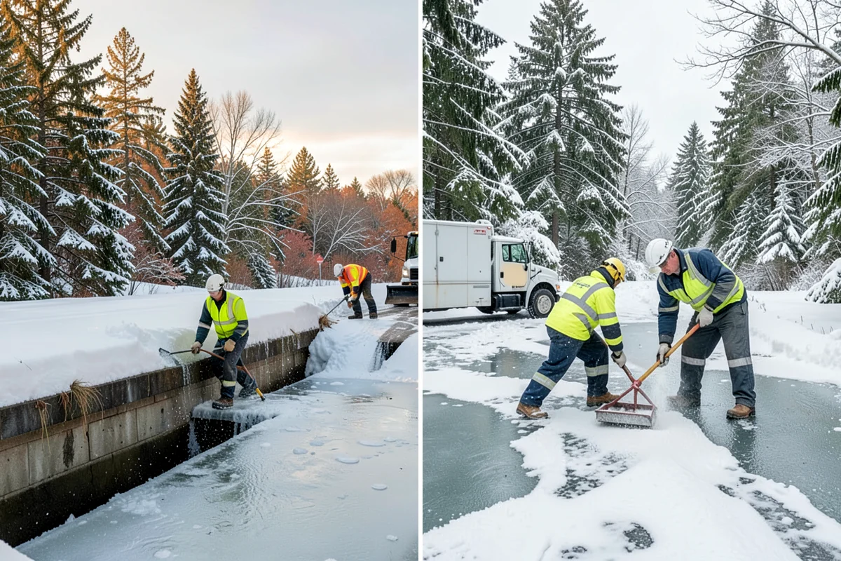 Paver Driveway Snow Removal in Hunts Point, King County, WA - We set equipment to glide over the paver surface