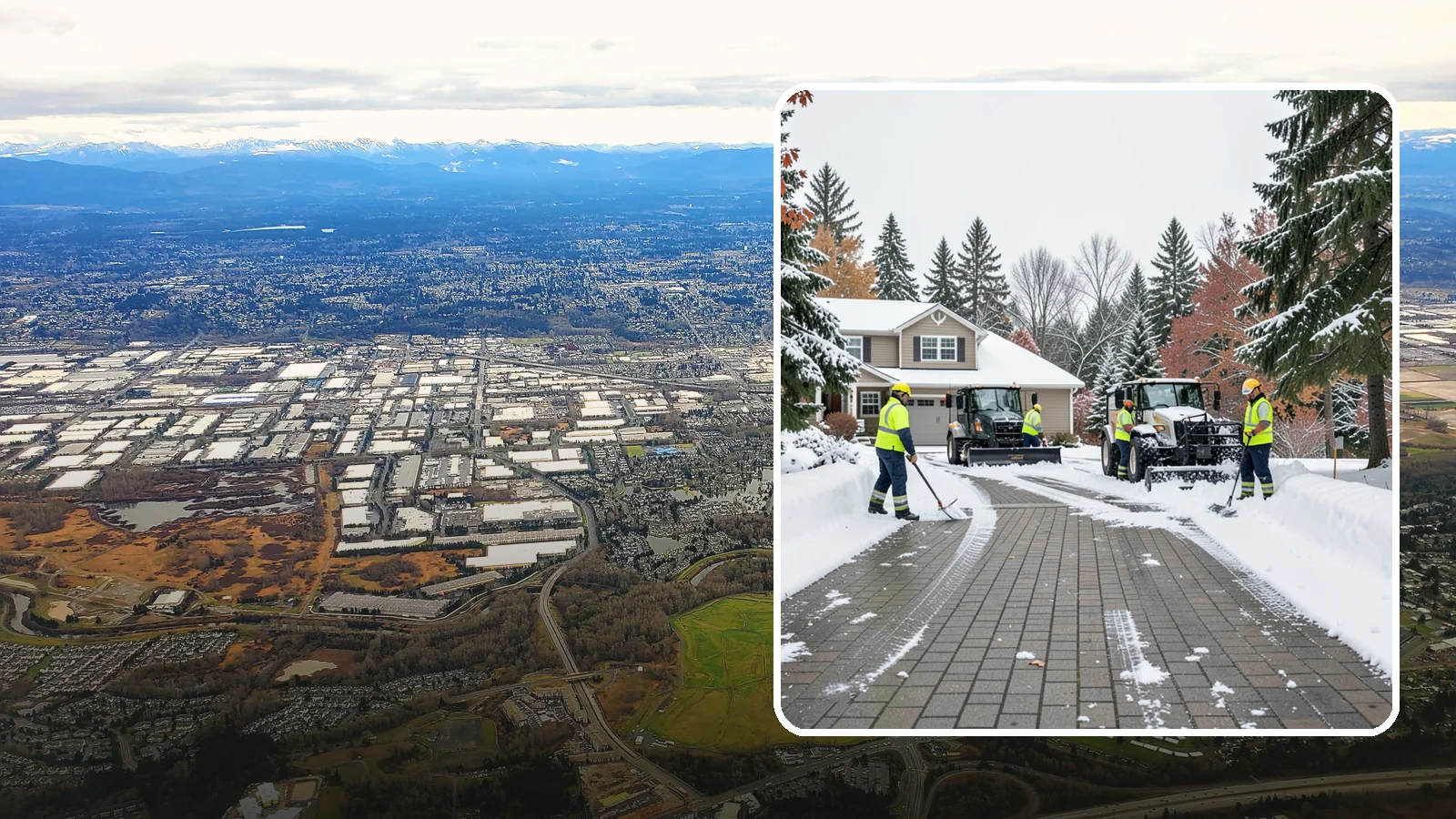 Paver Driveway Snow Removal in Kent, King County, WA - We clear paver driveways without chipping the stones or disturbing the joints.