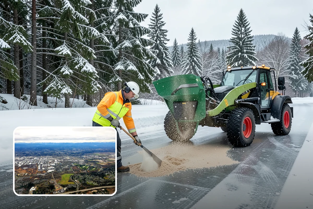 Paver Driveway Snow Removal in Kent, King County, WA - Clears without chipping paver edges