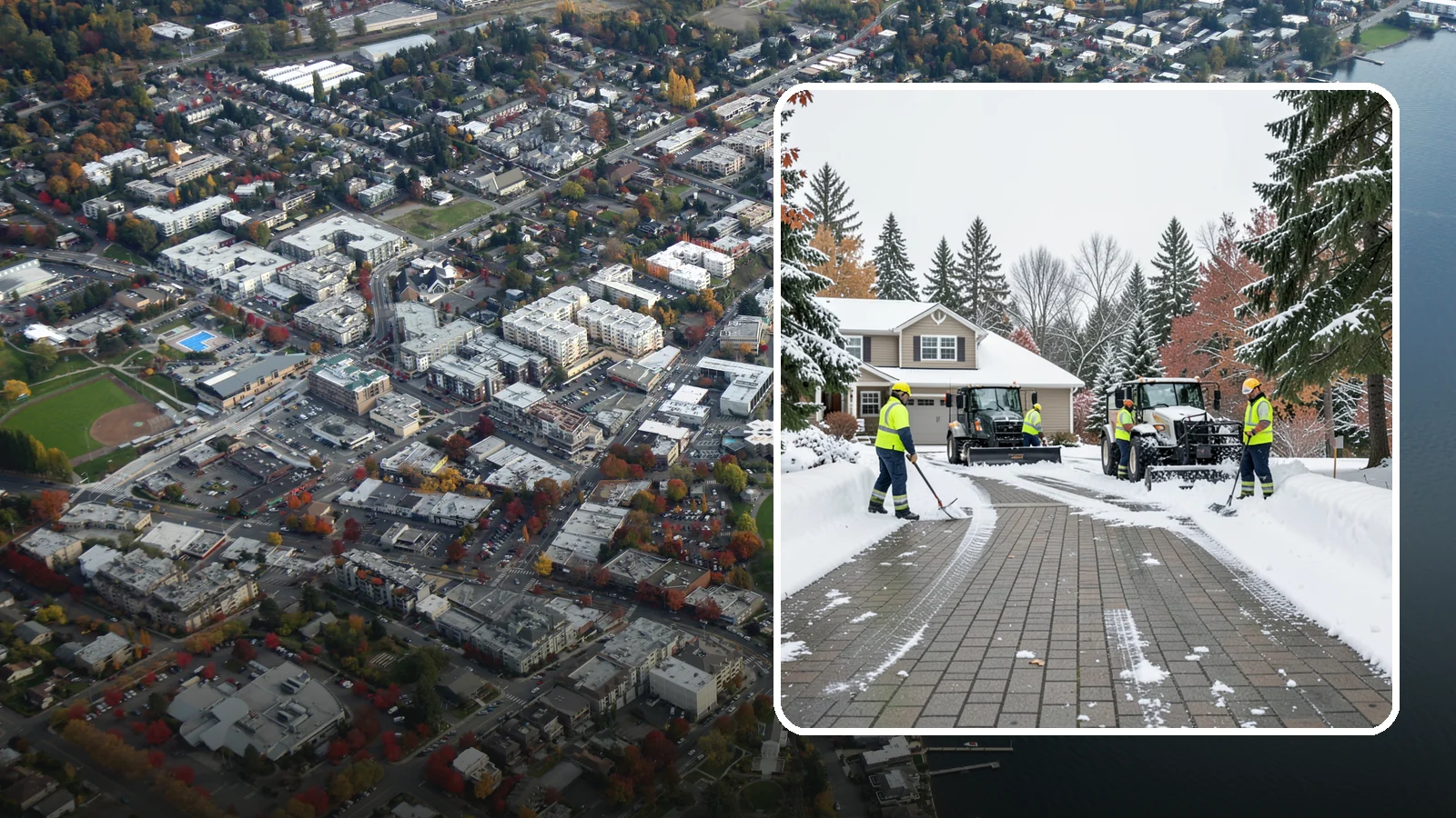 Paver Driveway Snow Removal in Kirkland, King County, WA - We clear paver driveways without chipping the stones or disturbing the joints.