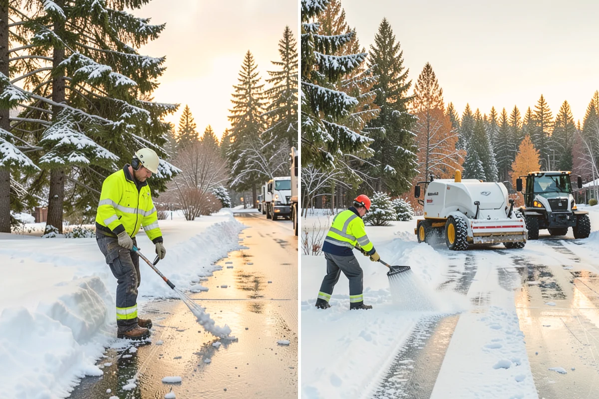 Paver Driveway Snow Removal in Kirkland, King County, WA - We set equipment to glide over the paver surface