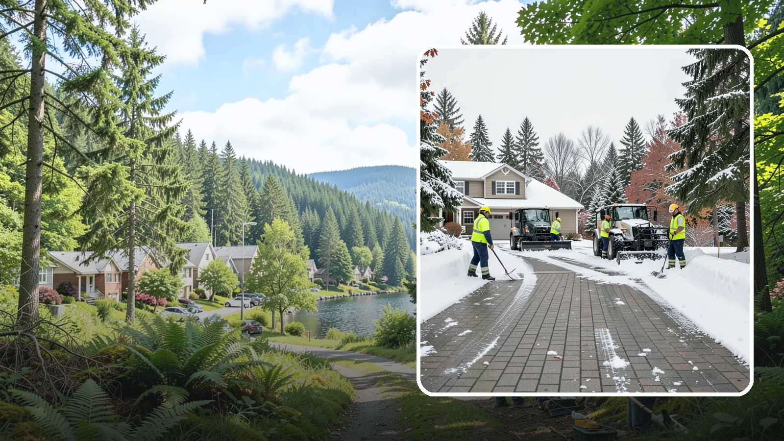 Paver Driveway Snow Removal in Lake Forest Park, King County, WA - We clear paver driveways without chipping the stones or disturbing the joints.