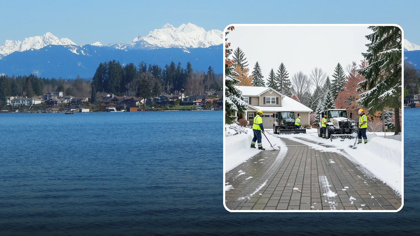 Paver Driveway Snow Removal in Lake Stevens, Snohomish County, WA - We clear paver driveways without chipping the stones or disturbing the joints.