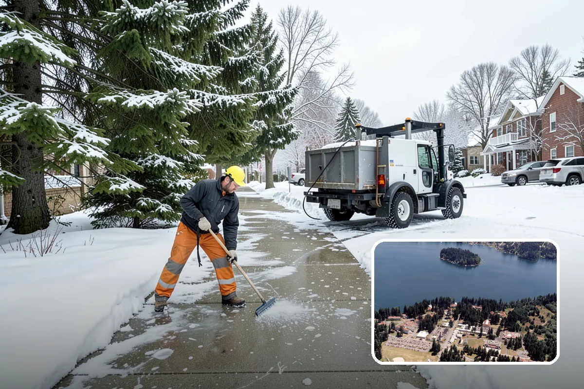 Paver Driveway Snow Removal in Lakewood, Pierce County, WA - Clears without chipping paver edges