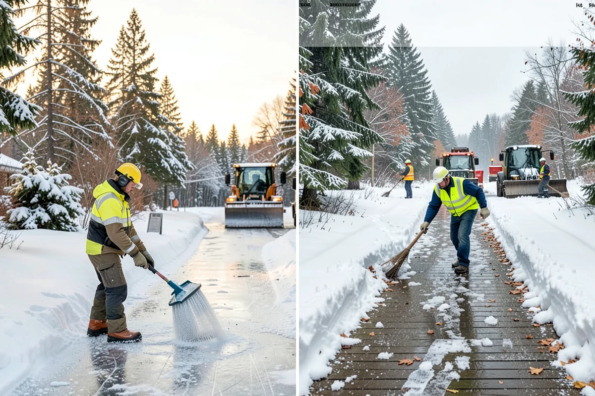 Paver Driveway Snow Removal in Lakewood, Pierce County, WA - We set equipment to glide over the paver surface