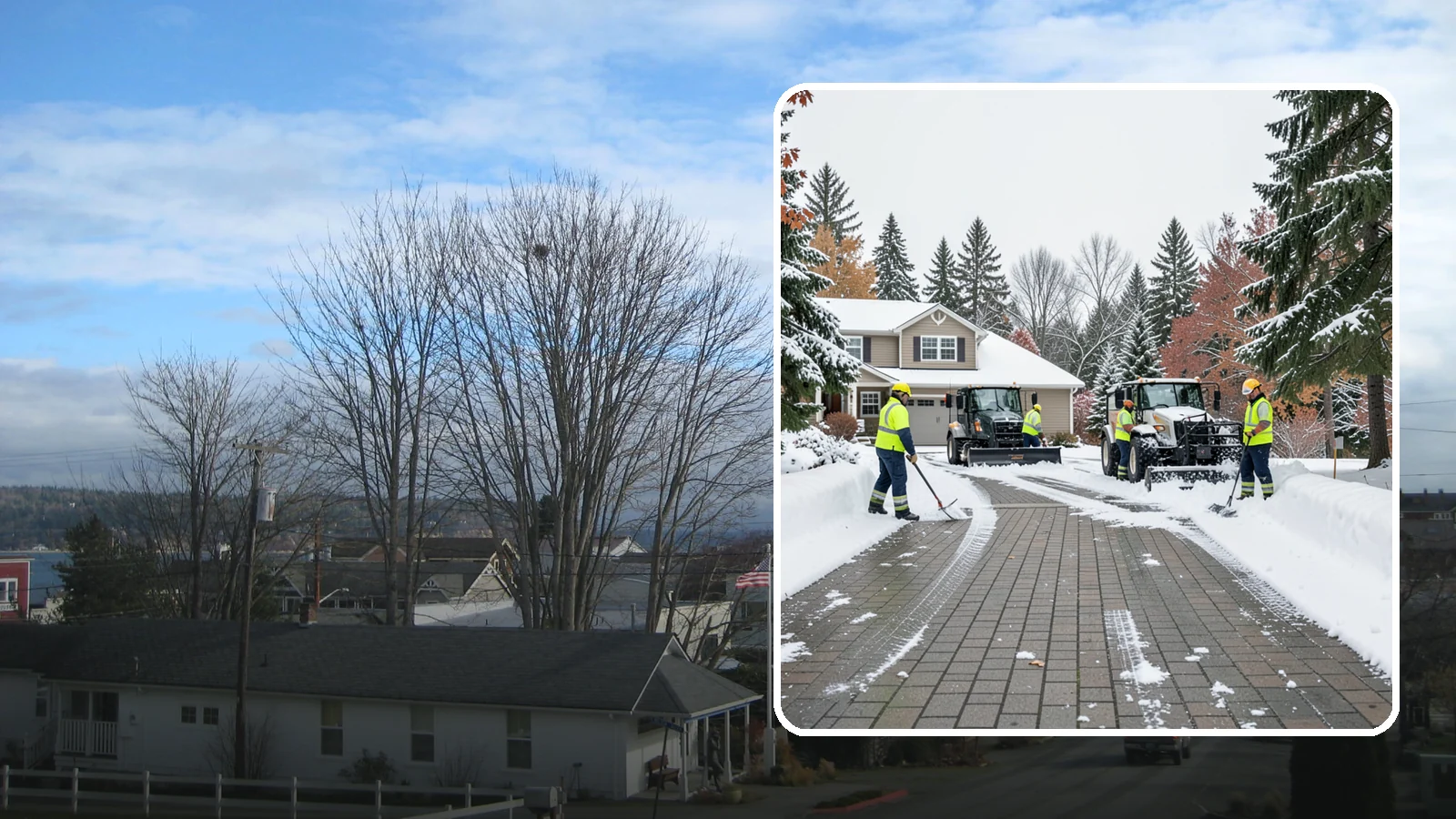 Paver Driveway Snow Removal in Langley, Island County, WA - We clear paver driveways without chipping the stones or disturbing the joints.