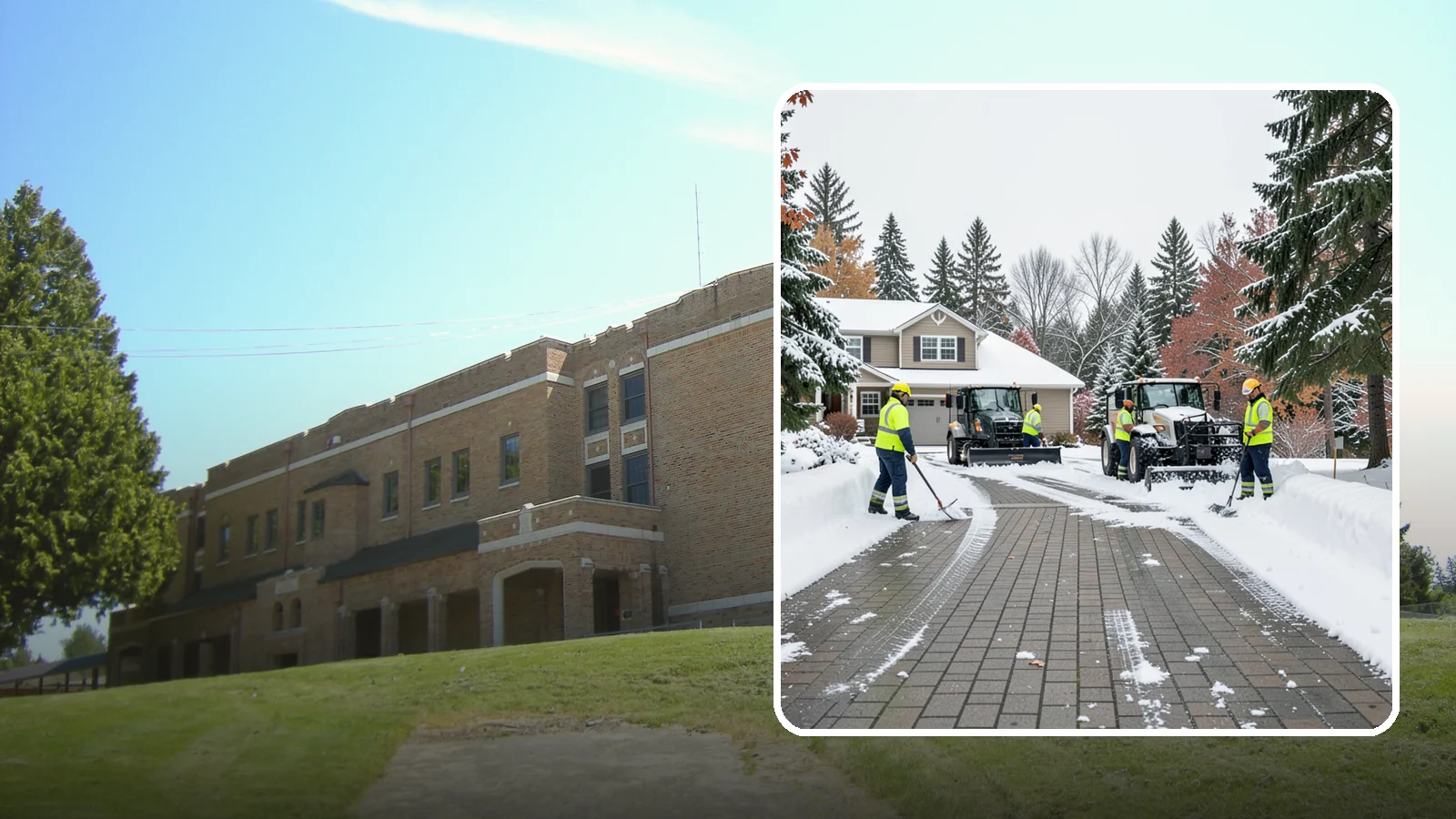 Paver Driveway Snow Removal in Maple Valley, King County, WA - We clear paver driveways without chipping the stones or disturbing the joints.