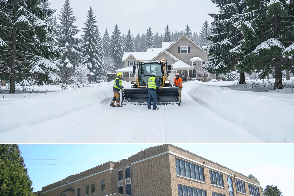 Paver Driveway Snow Removal in Maple Valley, King County, WA - Paver driveway service follows each snowfall through the winter months.