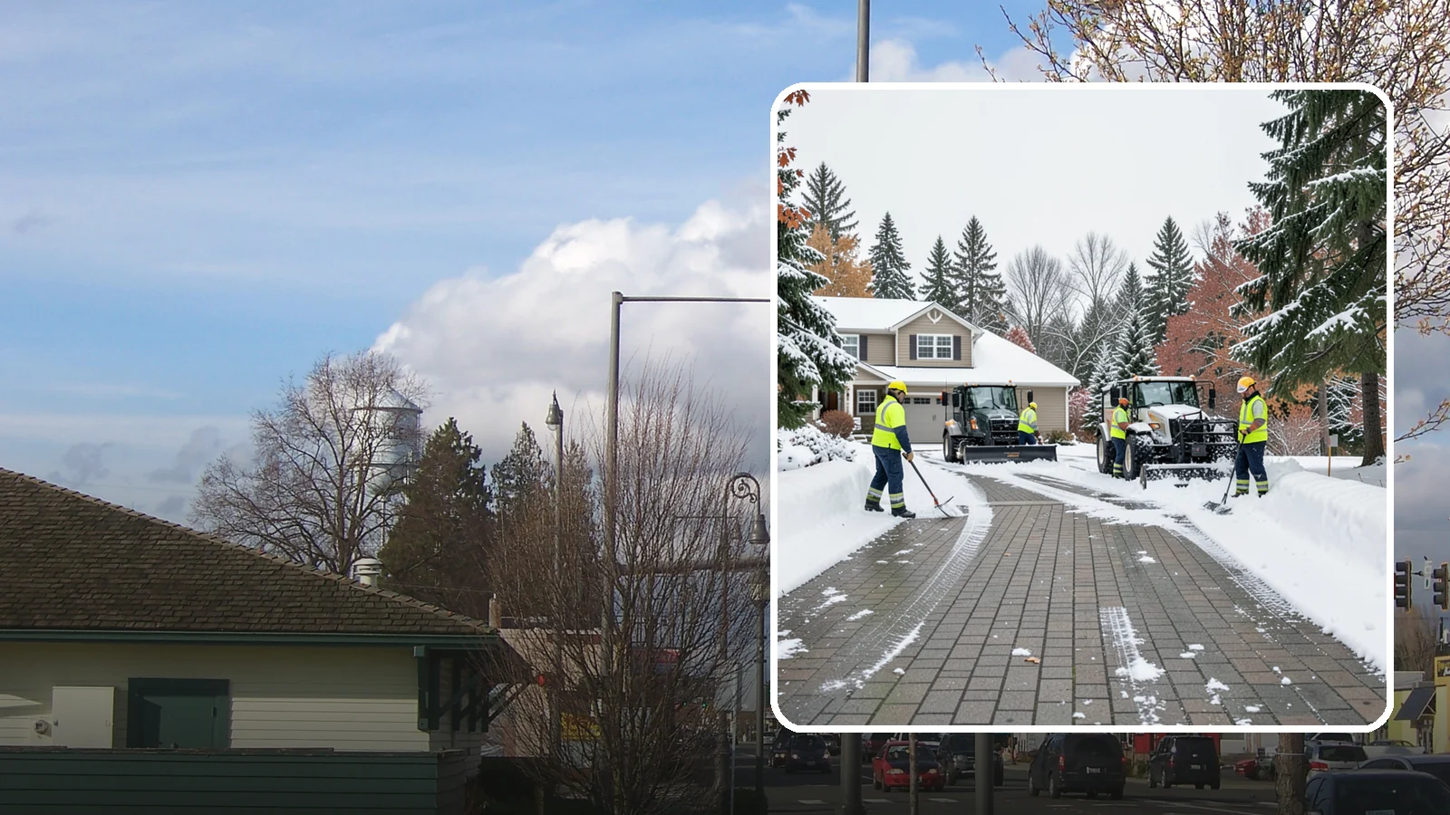 Paver Driveway Snow Removal in Marysville, Snohomish County, WA - We clear paver driveways without chipping the stones or disturbing the joints.
