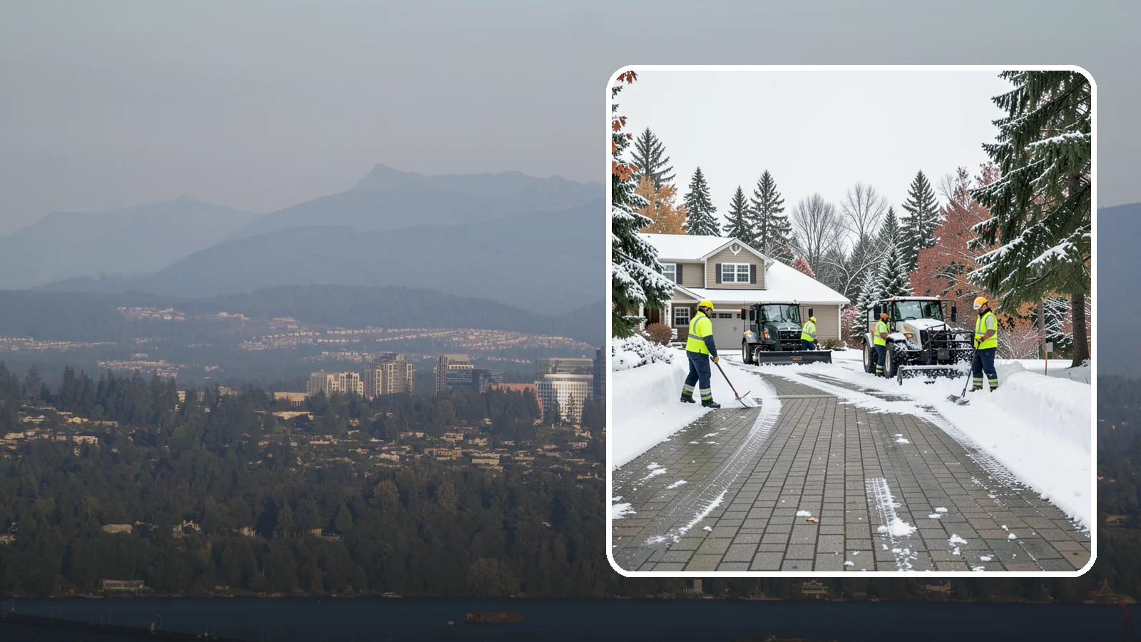 Paver Driveway Snow Removal in Medina, King County, WA - We clear paver driveways without chipping the stones or disturbing the joints.