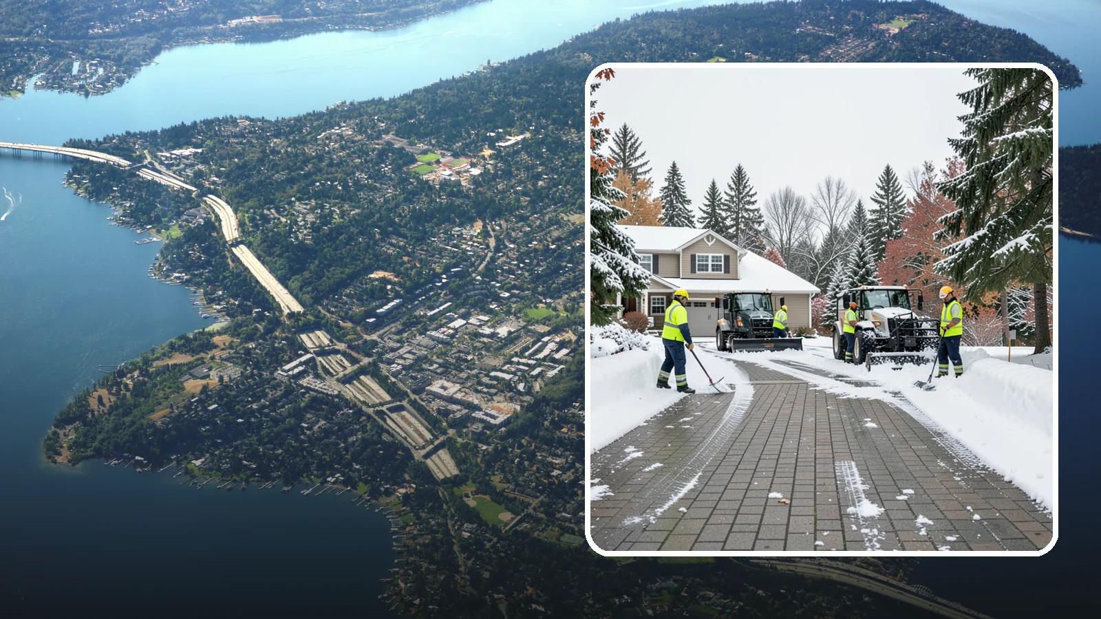 Paver Driveway Snow Removal in Mercer Island, King County, WA - We clear paver driveways without chipping the stones or disturbing the joints.