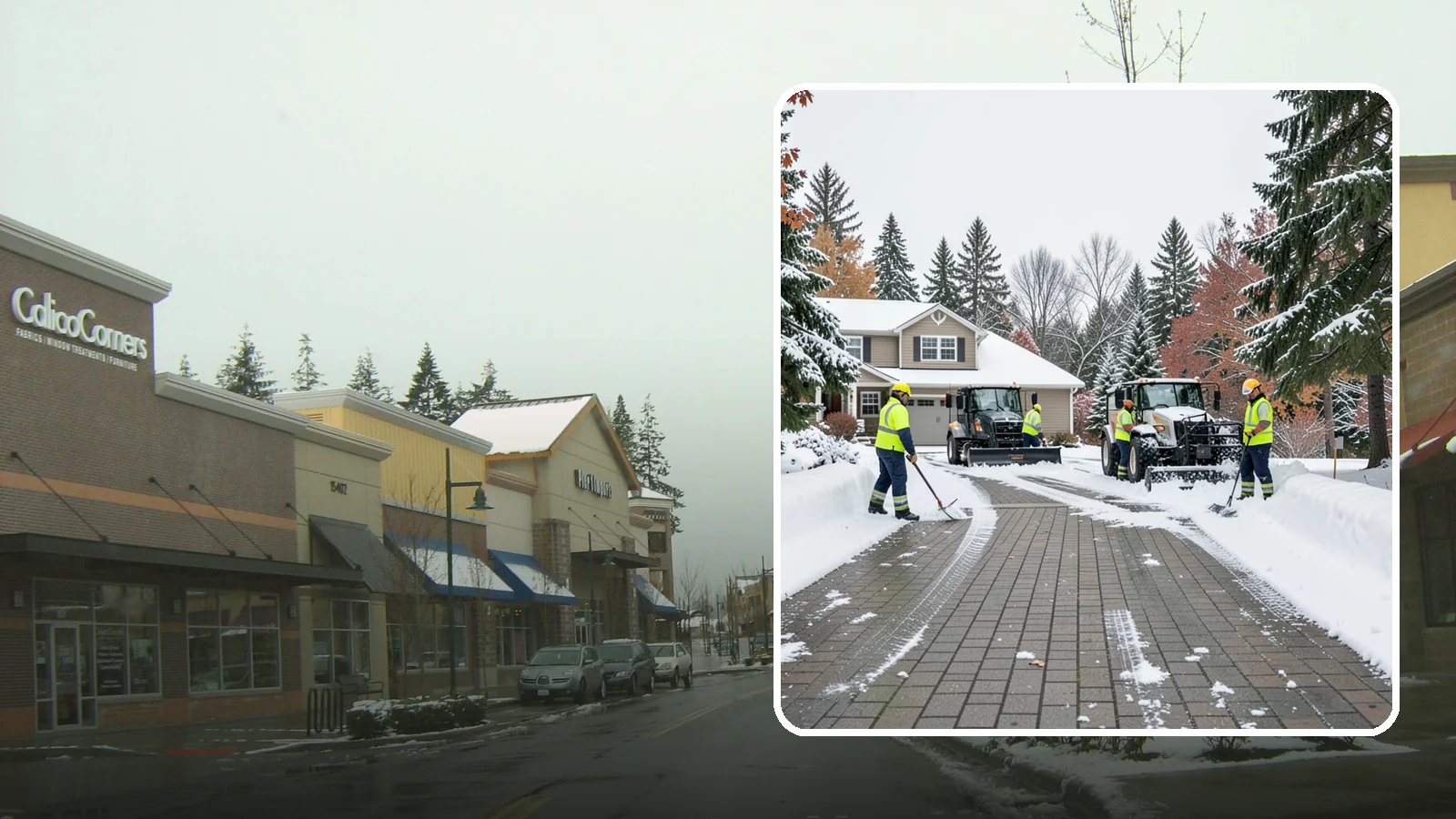 Paver Driveway Snow Removal in Mill Creek, Snohomish County, WA - We clear paver driveways without chipping the stones or disturbing the joints.