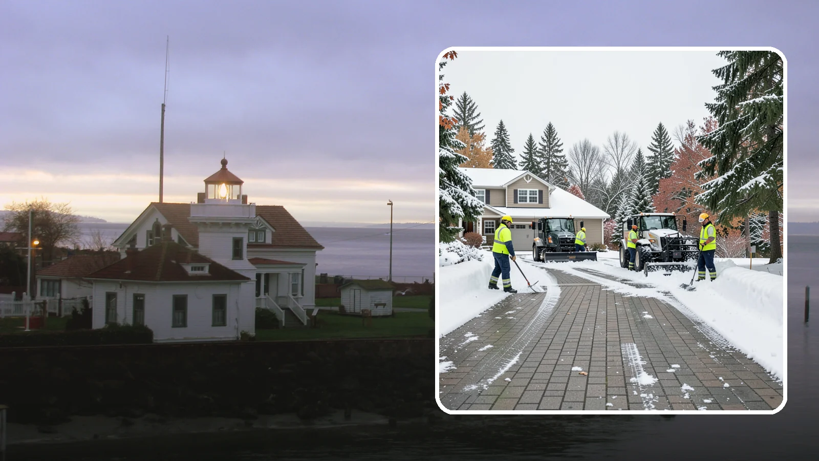 Paver Driveway Snow Removal in Mukilteo, Snohomish County, WA - We clear paver driveways without chipping the stones or disturbing the joints.