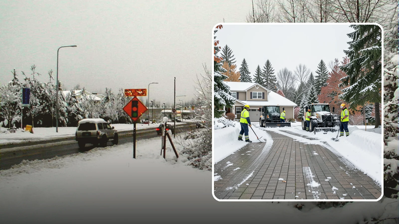 Paver Driveway Snow Removal in Newcastle, King County, WA - We clear paver driveways without chipping the stones or disturbing the joints.
