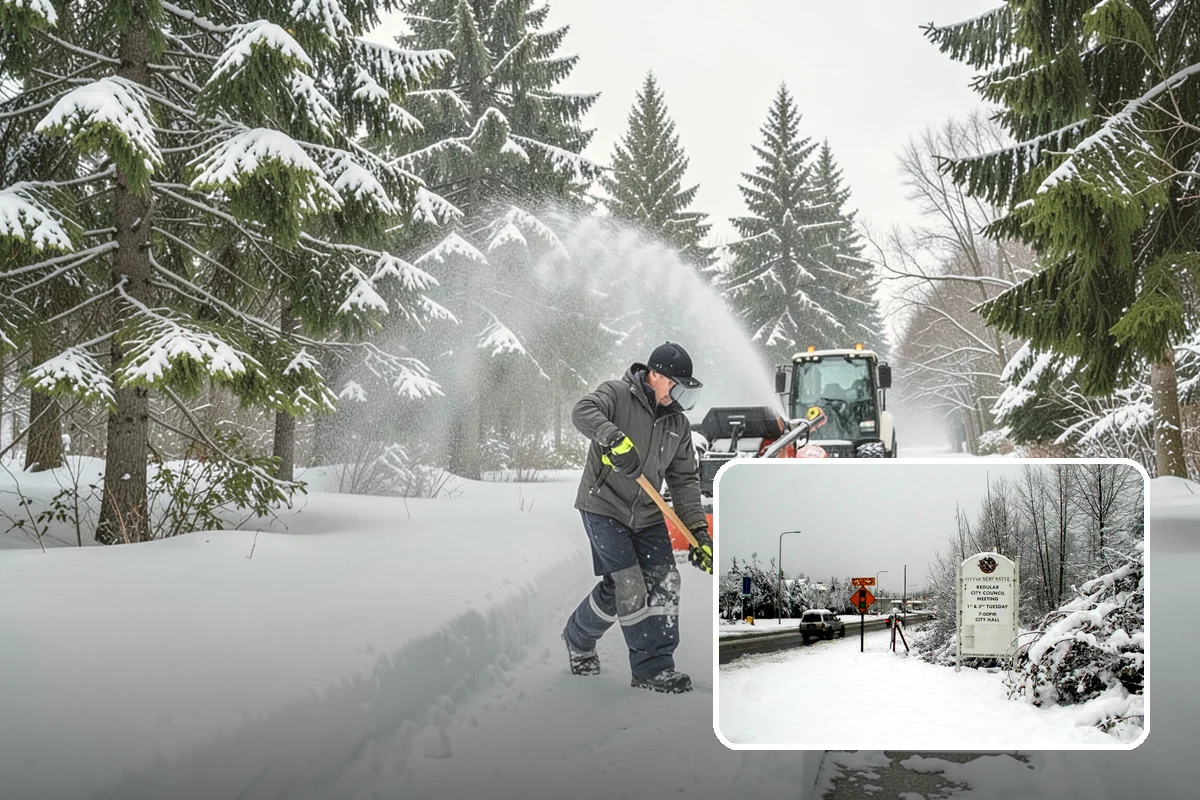 Paver Driveway Snow Removal in Newcastle, King County, WA - Clears without chipping paver edges