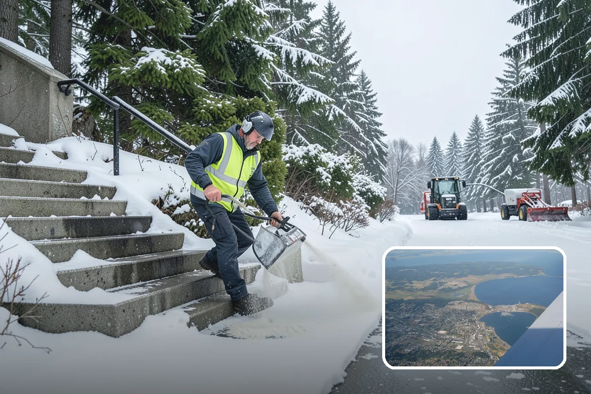 Paver Driveway Snow Removal in Oak Harbor, Island County, WA - Clears without chipping paver edges