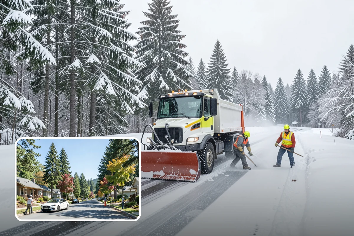 Paver Driveway Snow Removal in Orting, Pierce County, WA - Clears without chipping paver edges
