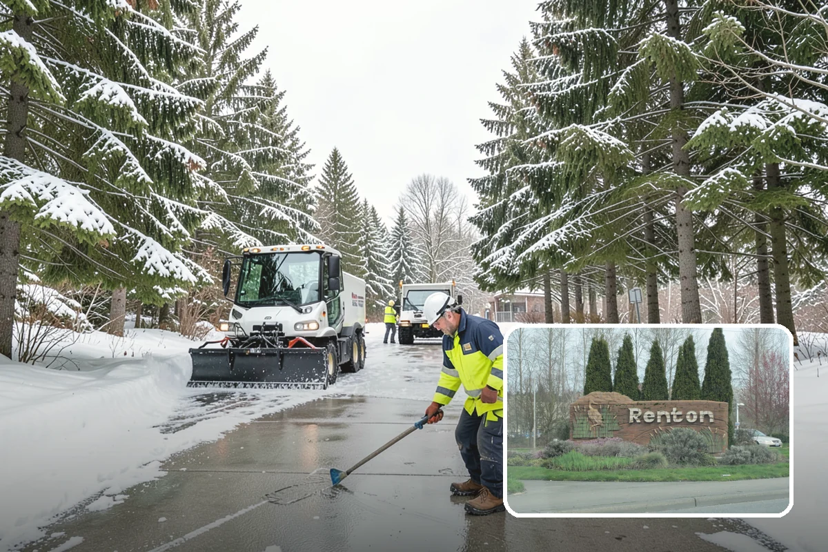 Paver Driveway Snow Removal in Renton, King County, WA - Clears without chipping paver edges