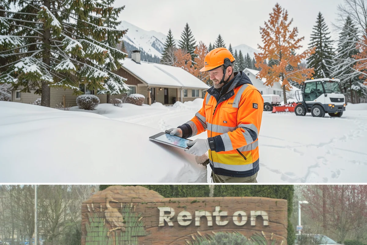 Paver Driveway Snow Removal in Renton, King County, WA - Paver driveway service follows each snowfall through the winter months.