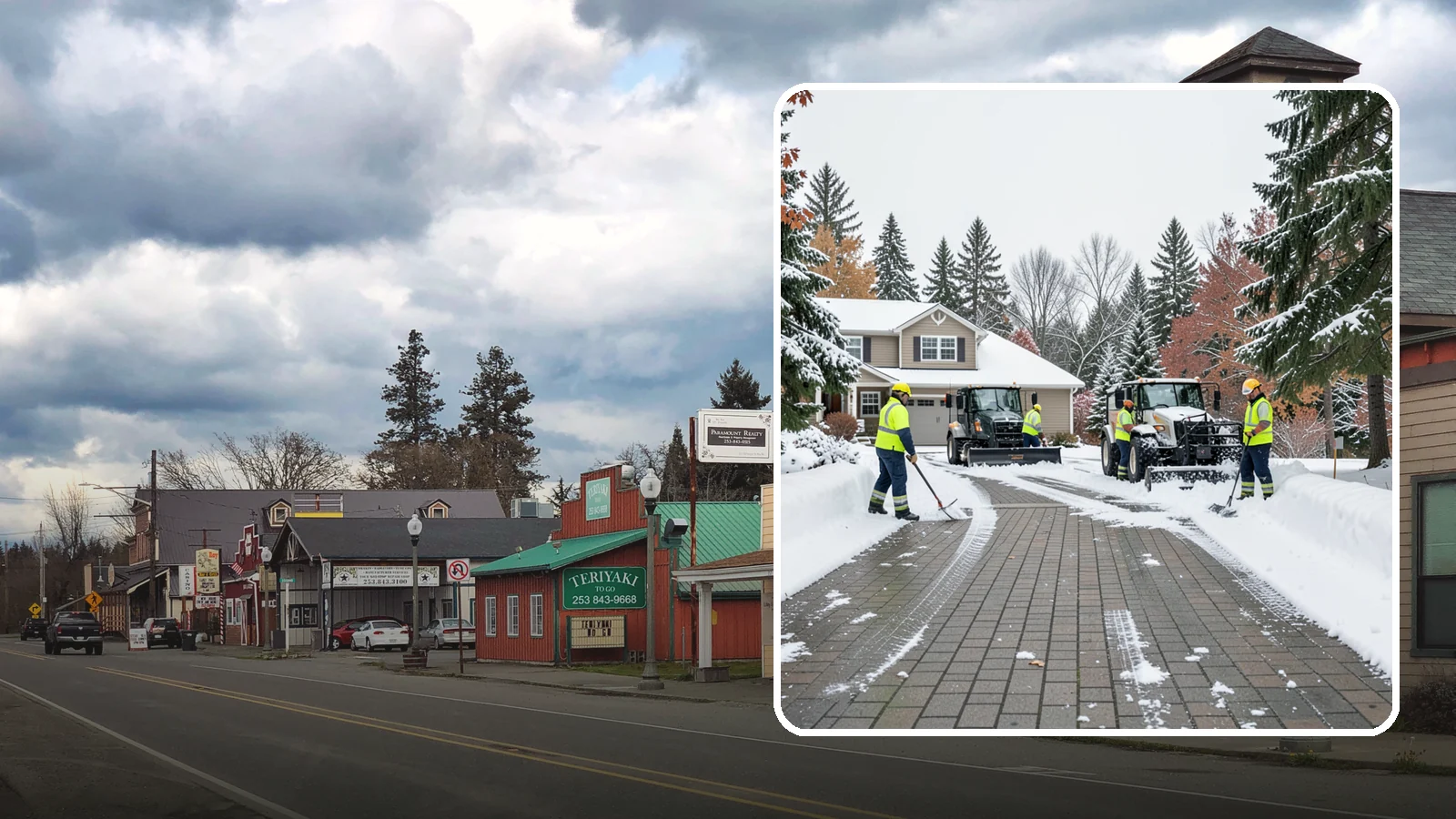 Paver Driveway Snow Removal in Roy, Pierce County, WA - We clear paver driveways without chipping the stones or disturbing the joints.