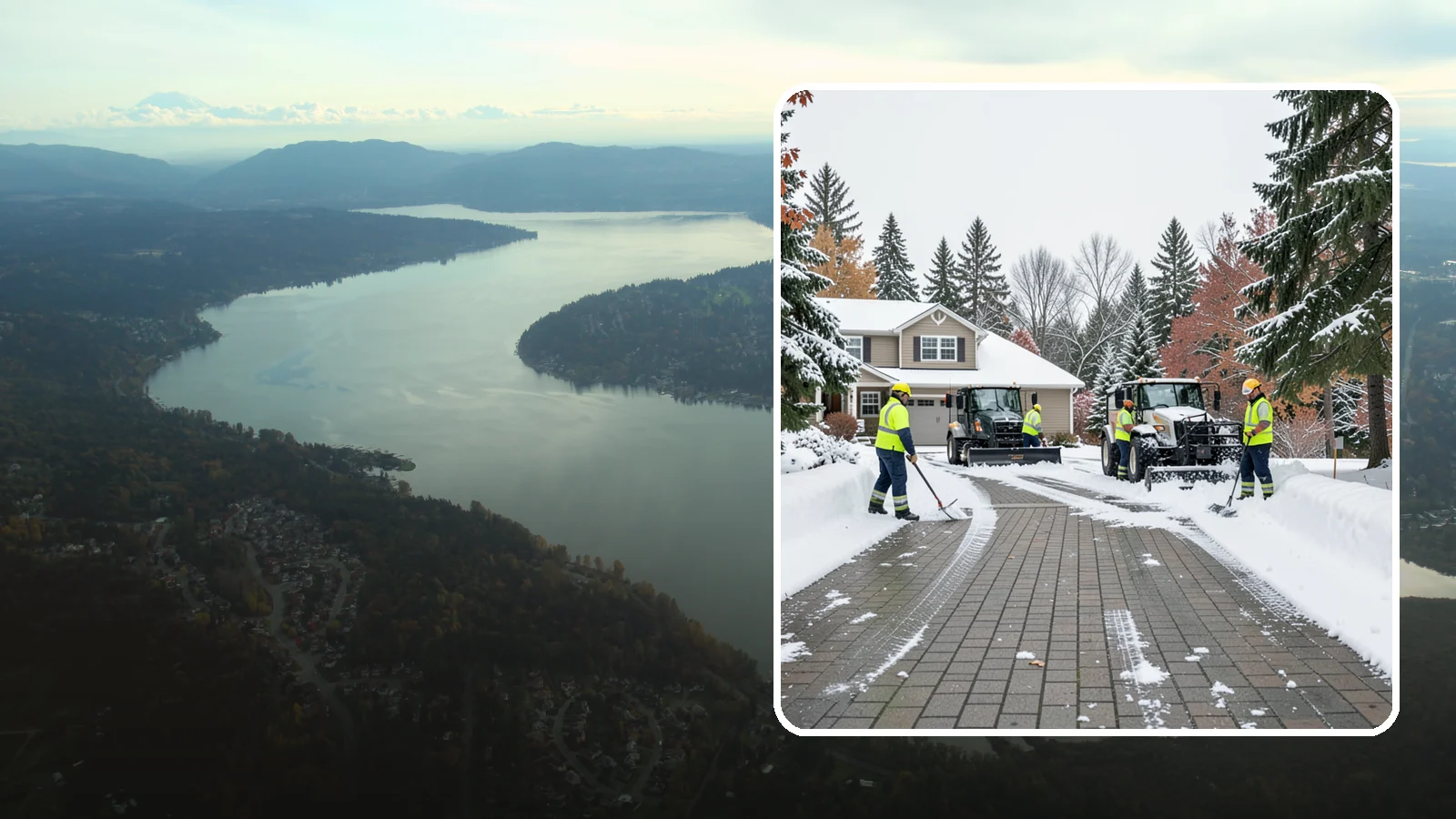 Paver Driveway Snow Removal in Sammamish, King County, WA - We clear paver driveways without chipping the stones or disturbing the joints.