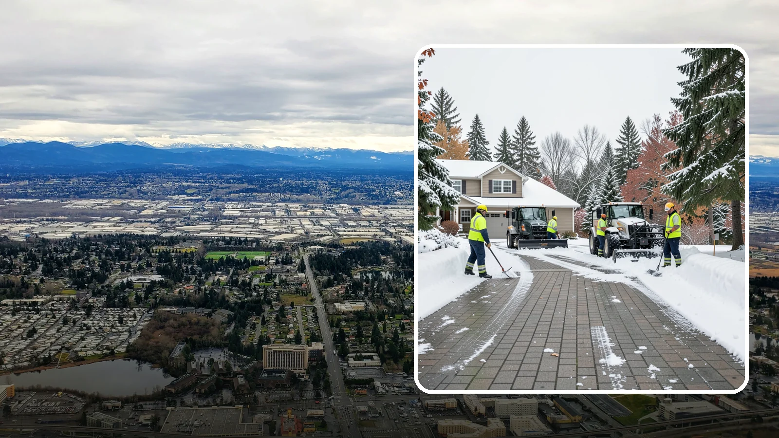 Paver Driveway Snow Removal in SeaTac, King County, WA - We clear paver driveways without chipping the stones or disturbing the joints.