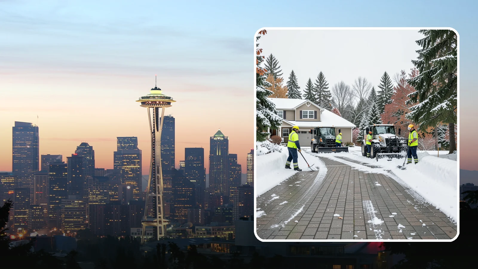 Paver Driveway Snow Removal in Seattle, King County, WA - We clear paver driveways without chipping the stones or disturbing the joints.