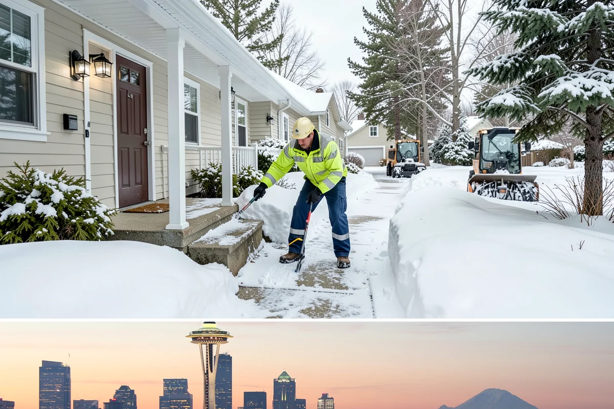Paver Driveway Snow Removal in Seattle, King County, WA - Paver driveway service follows each snowfall through the winter months.