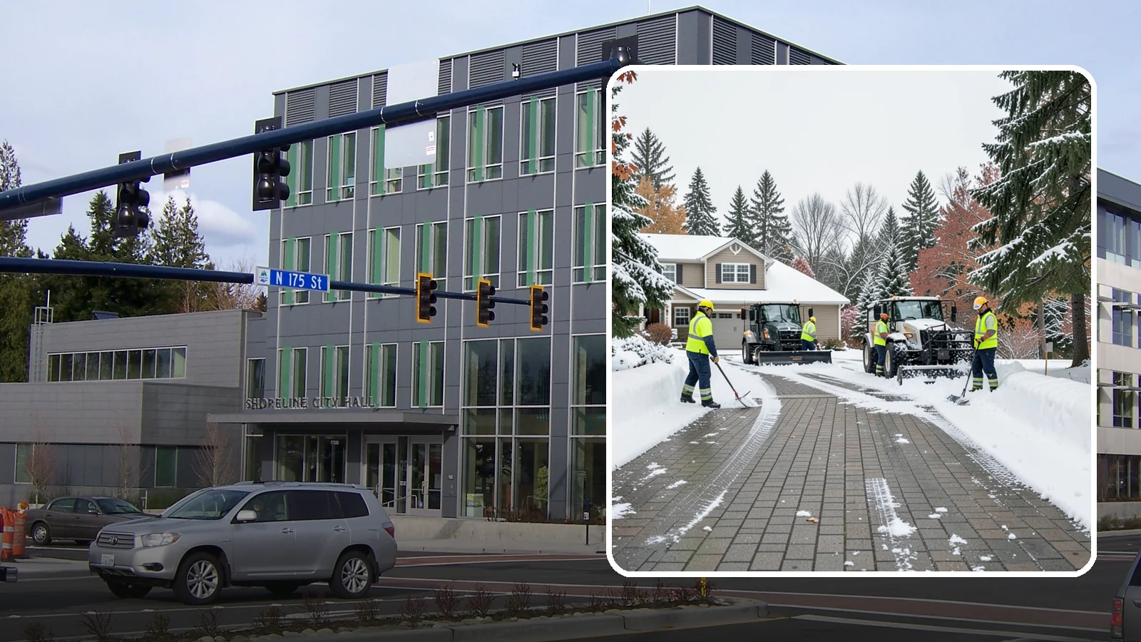 Paver Driveway Snow Removal in Shoreline, King County, WA - We clear paver driveways without chipping the stones or disturbing the joints.