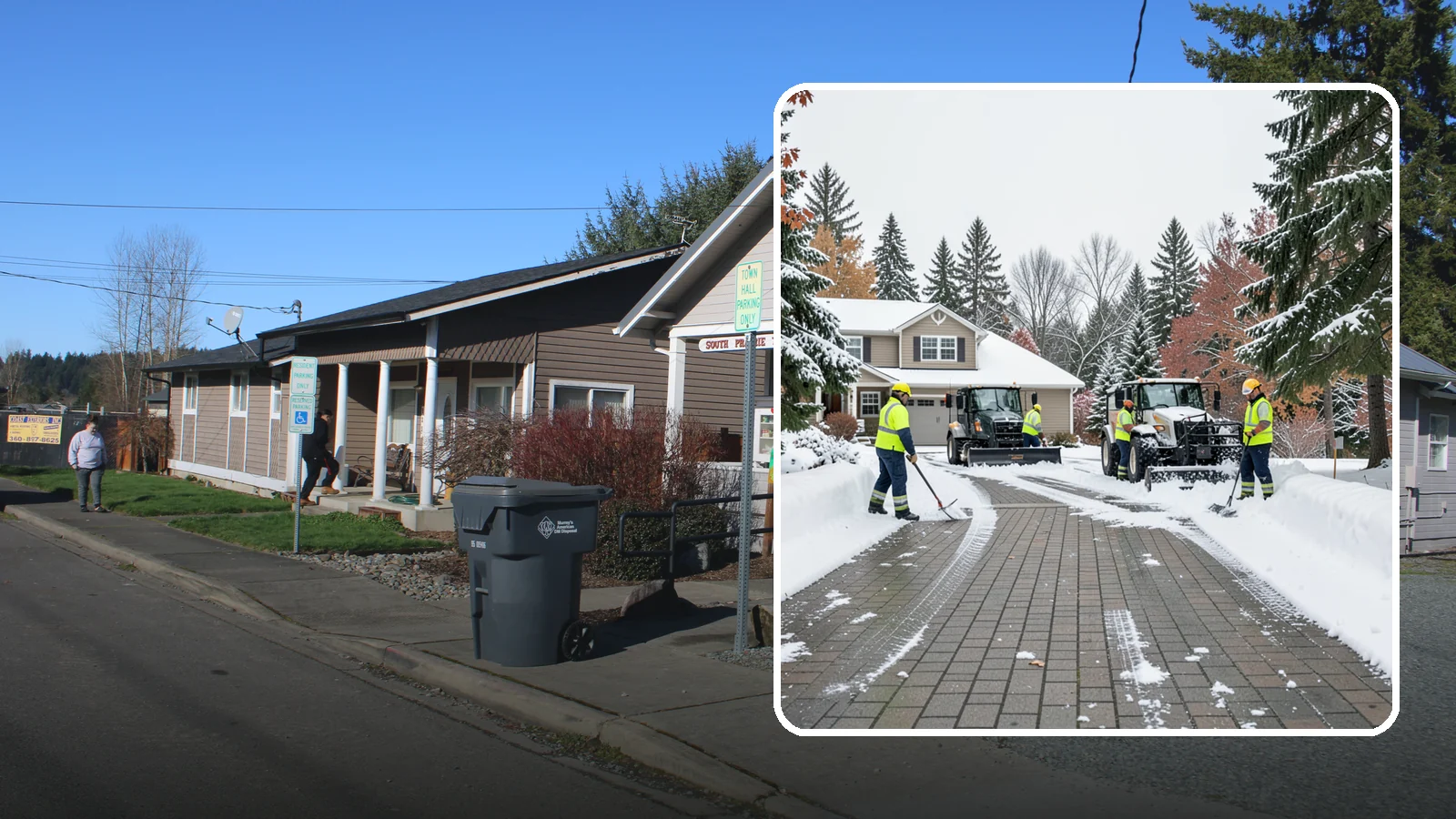 Paver Driveway Snow Removal in South Prairie, Pierce County, WA - We clear paver driveways without chipping the stones or disturbing the joints.