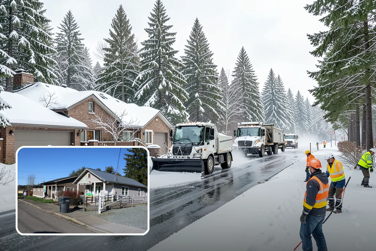 Paver Driveway Snow Removal in South Prairie, Pierce County, WA - Clears without chipping paver edges