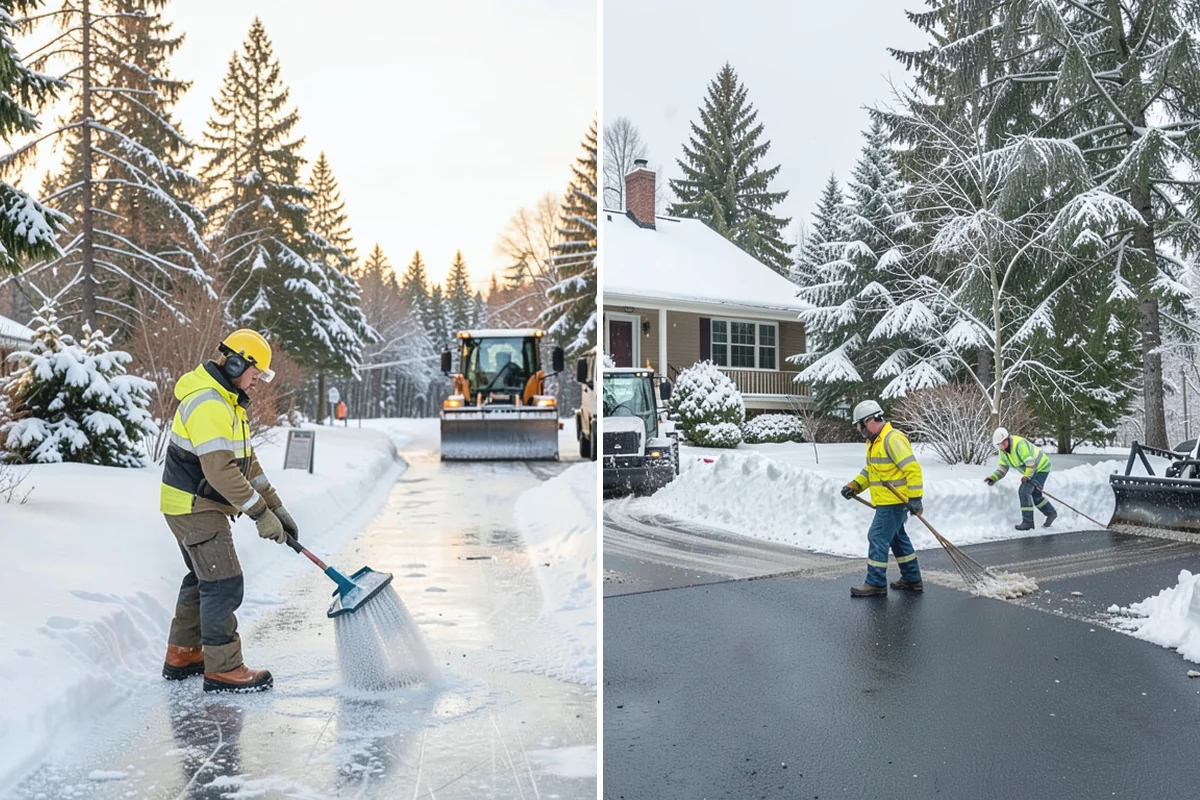 Paver Driveway Snow Removal in South Prairie, Pierce County, WA - We set equipment to glide over the paver surface