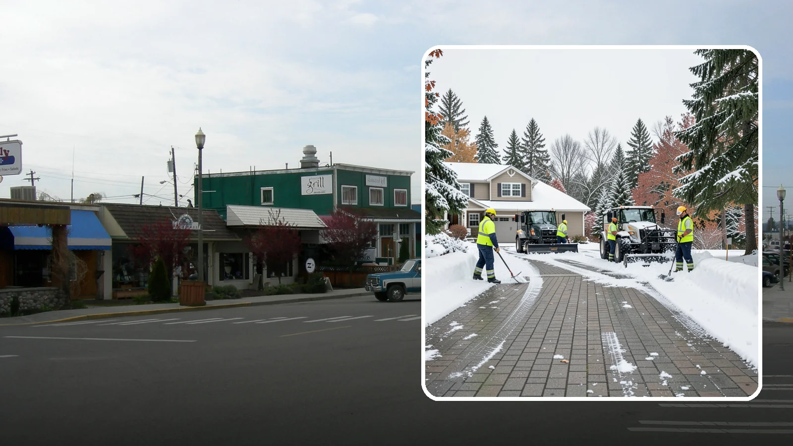 Paver Driveway Snow Removal in Stanwood, Snohomish County, WA - We clear paver driveways without chipping the stones or disturbing the joints.