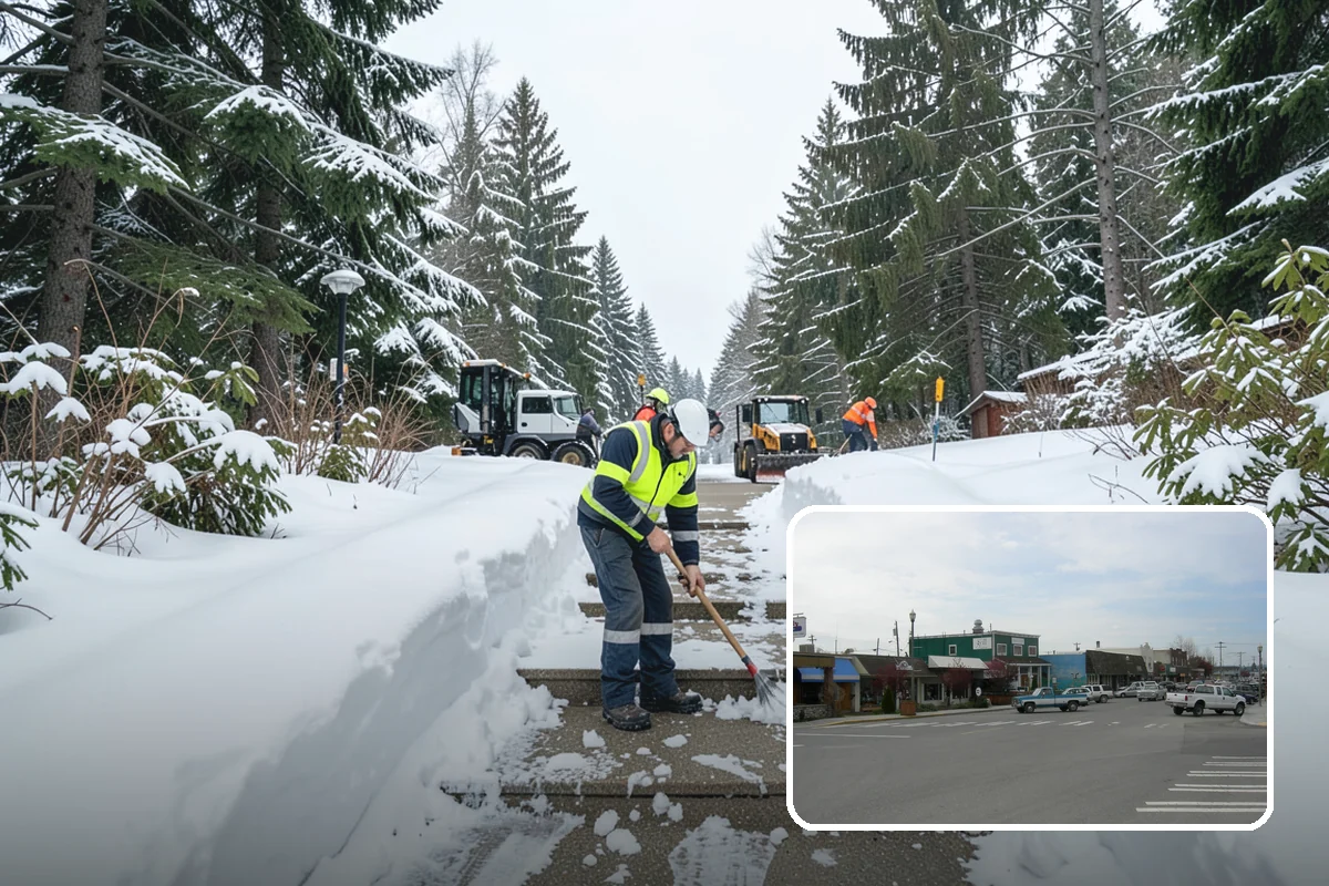 Paver Driveway Snow Removal in Stanwood, Snohomish County, WA - Clears without chipping paver edges