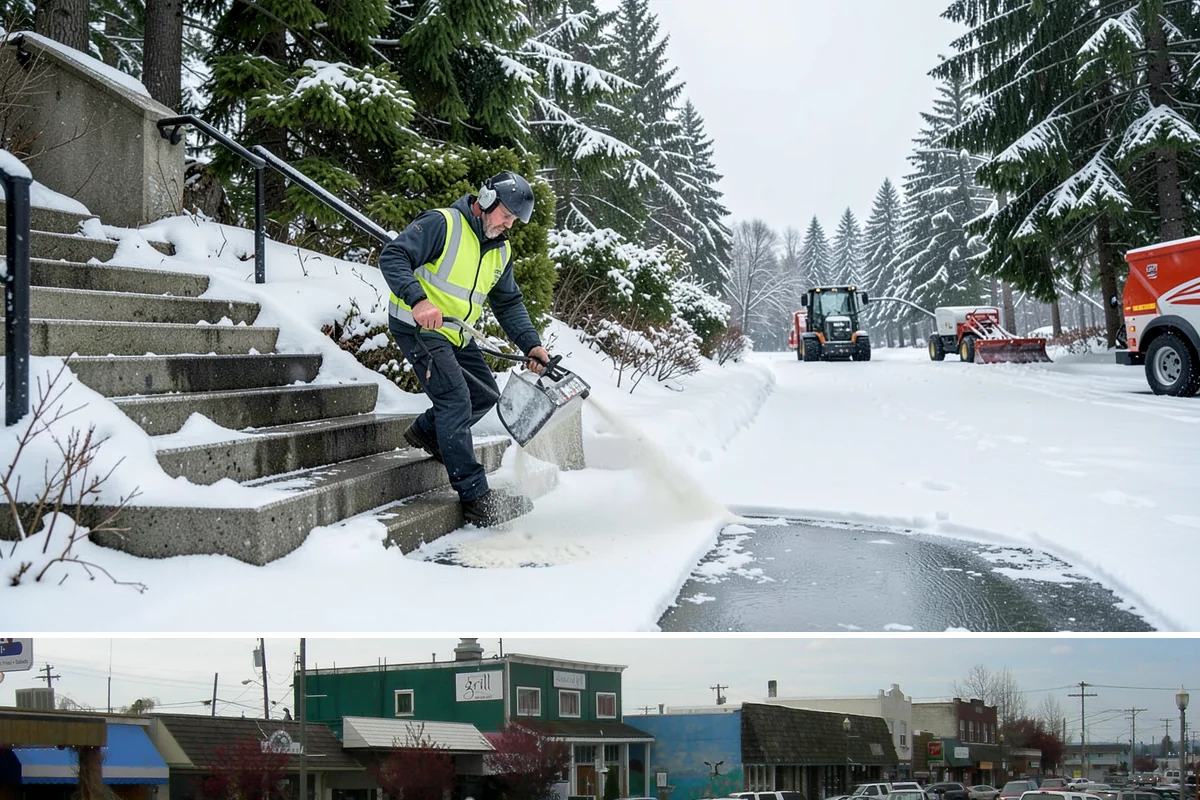 Paver Driveway Snow Removal in Stanwood, Snohomish County, WA - Paver driveway service follows each snowfall through the winter months.