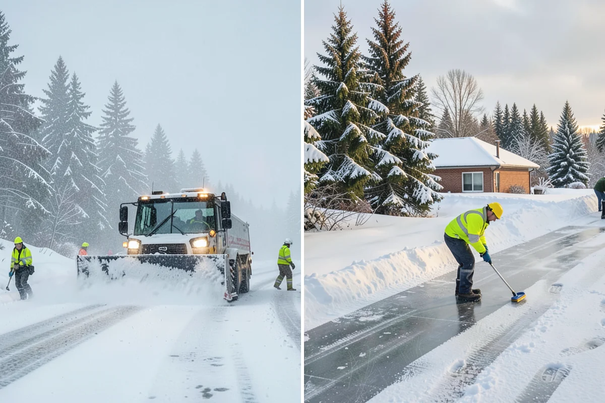Paver Driveway Snow Removal in Sumner, Pierce County, WA - We set equipment to glide over the paver surface