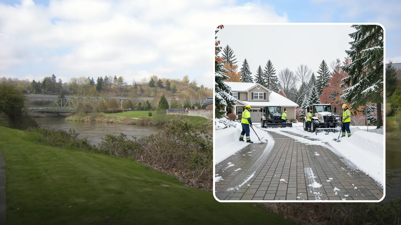 Paver Driveway Snow Removal in Tukwila, King County, WA - We clear paver driveways without chipping the stones or disturbing the joints.