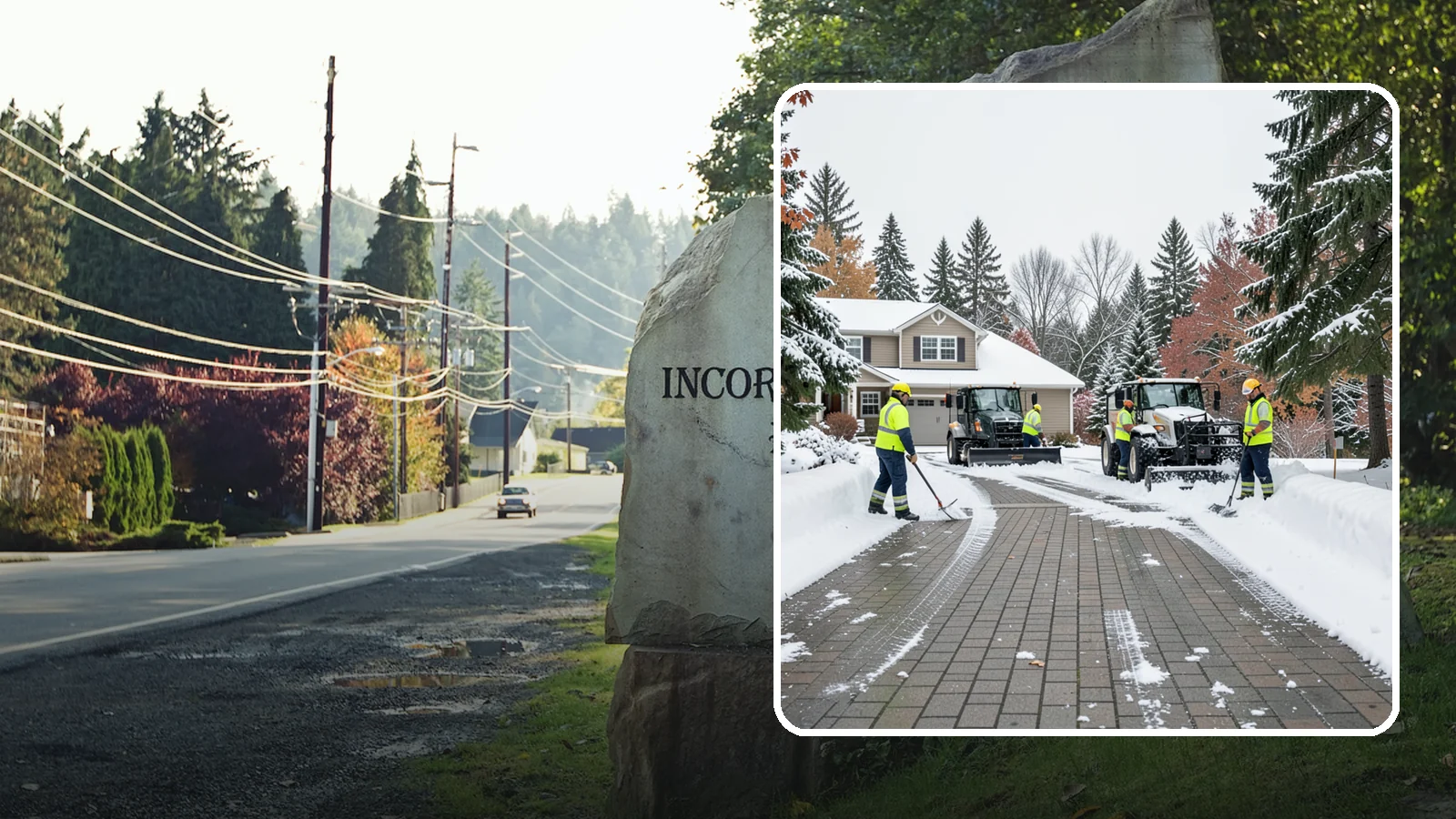 Paver Driveway Snow Removal in Wilkeson, Pierce County, WA - We clear paver driveways without chipping the stones or disturbing the joints.