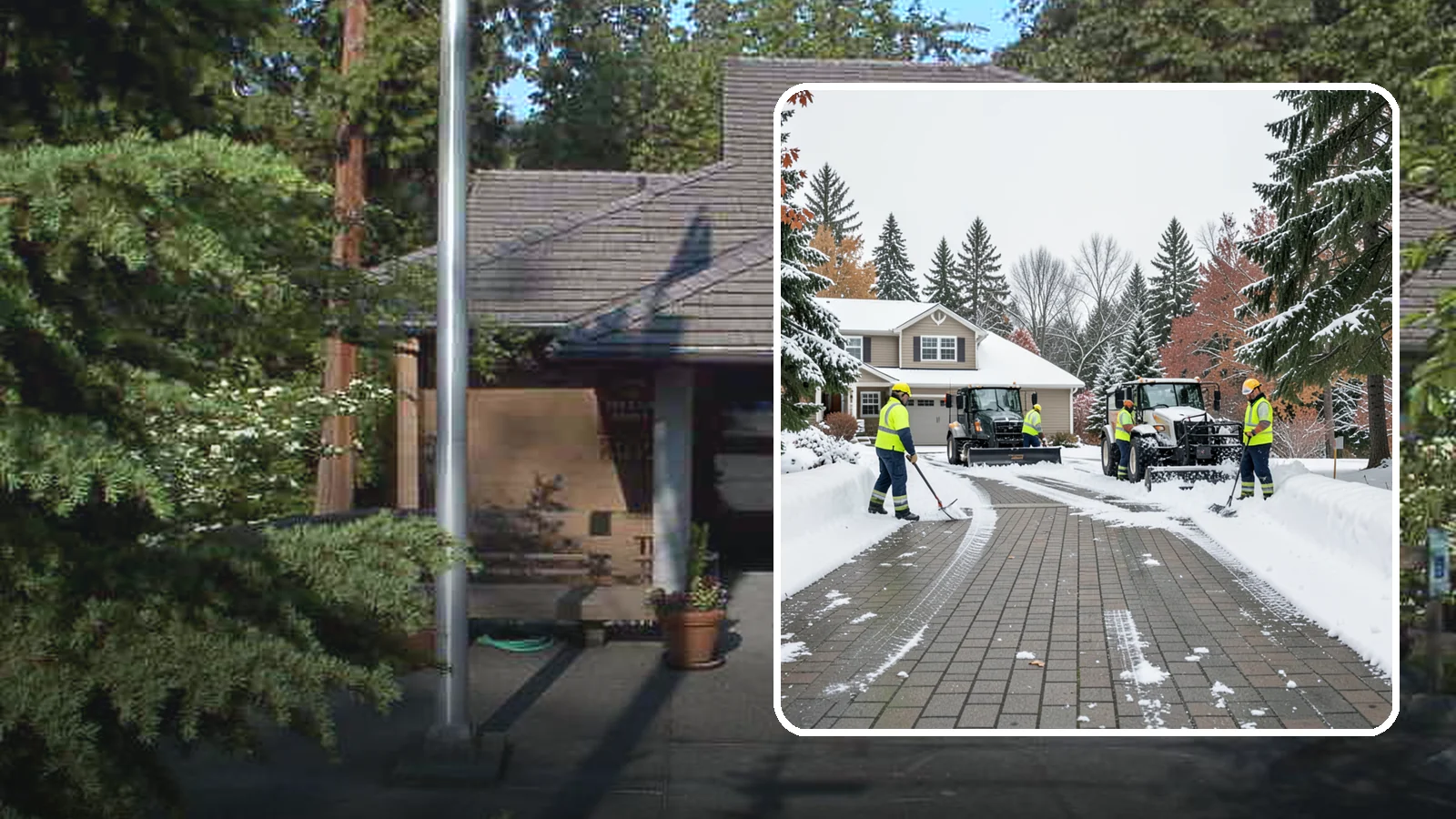 Paver Driveway Snow Removal in Yarrow Point, King County, WA - We clear paver driveways without chipping the stones or disturbing the joints.