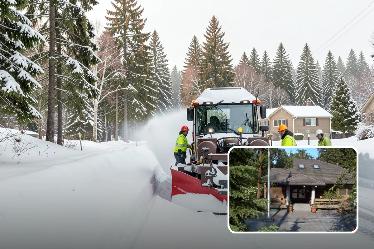 Paver Driveway Snow Removal in Yarrow Point, King County, WA - Clears without chipping paver edges