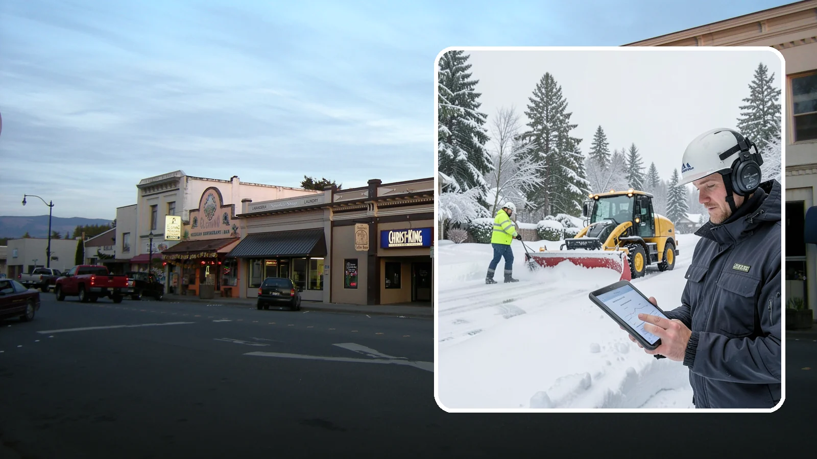 Per-Push Snow Removal in Burlington, Skagit County, WA - We bill per-push, charging one flat rate each time we clear your Western Washington property after a snow event.