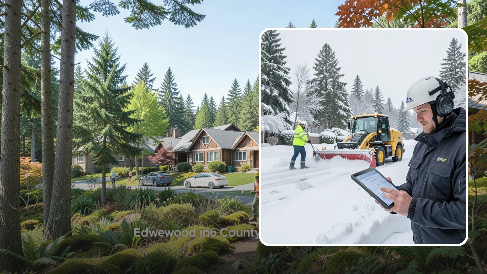 Per-Push Snow Removal in Edgewood, Pierce County, WA - We bill per-push, charging one flat rate each time we clear your Western Washington property after a snow event.