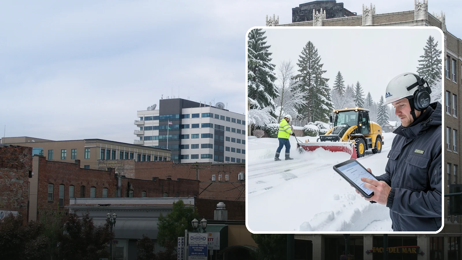 Per-Push Snow Removal in Everett, Snohomish County, WA - We bill per-push, charging one flat rate each time we clear your Western Washington property after a snow event.