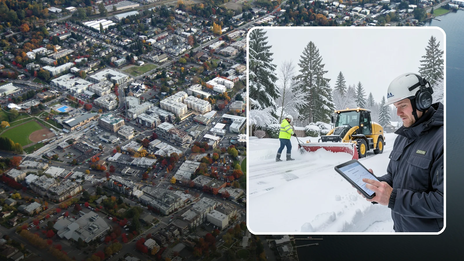Per-Push Snow Removal in Kirkland, King County, WA - We bill per-push, charging one flat rate each time we clear your Western Washington property after a snow event.