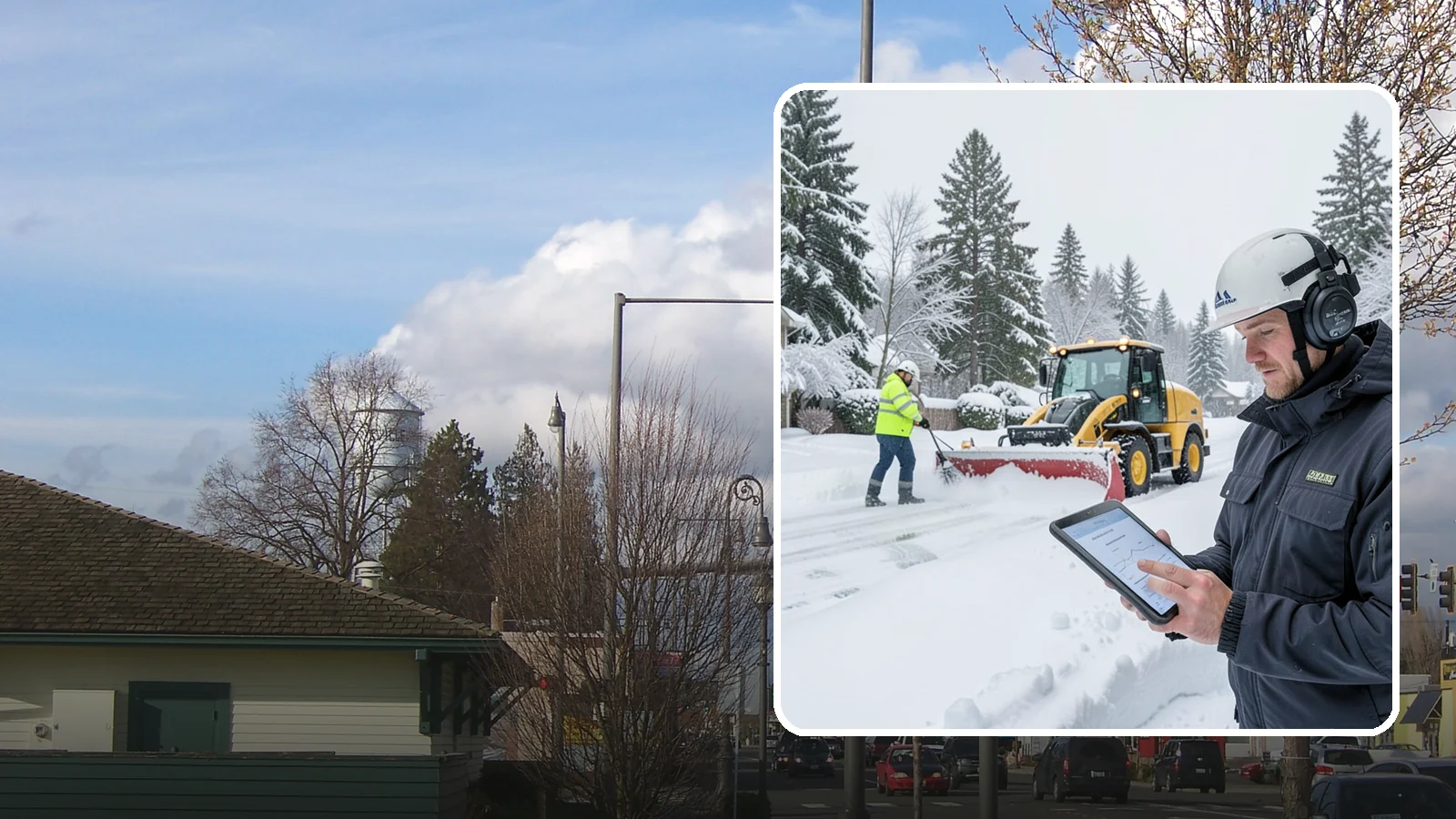 Per-Push Snow Removal in Marysville, Snohomish County, WA - We bill per-push, charging one flat rate each time we clear your Western Washington property after a snow event.